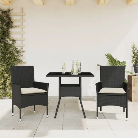 Garden dining set 3 pieces with black glass synthetic rattan cushions by vidaXL, Garden sets - Ref: Foro24-3278599, Price: 20...