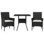 Garden dining set 3 pieces with black glass synthetic rattan cushions by vidaXL, Garden sets - Ref: Foro24-3278599, Price: 20...