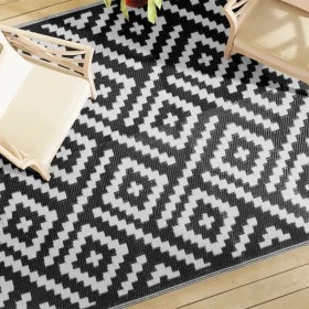 Alfombra de exterior PP blanco y negro 190x290 cm de vidaXL, Protectores para exterior - Ref: Foro24-368574, Precio: 56,45 €,...