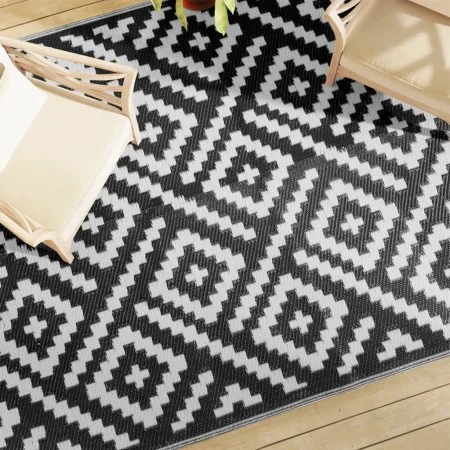 Alfombra de exterior PP blanco y negro 190x290 cm de vidaXL, Protectores para exterior - Ref: Foro24-368574, Precio: 56,45 €,...