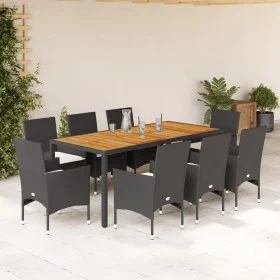 9-piece garden dining set with black acacia PE rattan cushions by vidaXL, Garden sets - Ref: Foro24-3278668, Price: 709,48 €,...