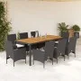 Set de comedor jardín 9 pzas con cojines ratán PE acacia negro de vidaXL, Conjuntos de jardín - Ref: Foro24-3278668, Precio: ...