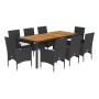 9-piece garden dining set with black acacia PE rattan cushions by vidaXL, Garden sets - Ref: Foro24-3278668, Price: 654,43 €,...