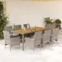 9-piece garden dining set with gray acacia PE rattan cushions by vidaXL, Garden sets - Ref: Foro24-3278680, Price: 685,48 €, ...