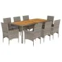 9-piece garden dining set with gray acacia PE rattan cushions by vidaXL, Garden sets - Ref: Foro24-3278680, Price: 714,69 €, ...