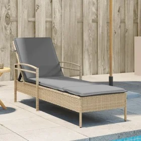 Liege mit beigem synthetischem Rattankissen 63x200x81 cm von vidaXL, Liegen - Ref: Foro24-368302, Preis: 159,16 €, Rabatt: %