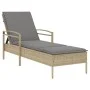 Tumbona con cojín ratán sintético beige 63x200x81 cm de vidaXL, Tumbonas - Ref: Foro24-368302, Precio: 159,42 €, Descuento: %