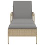 Lounger with beige synthetic rattan cushion 63x200x81 cm by vidaXL, Loungers - Ref: Foro24-368302, Price: 162,67 €, Discount: %