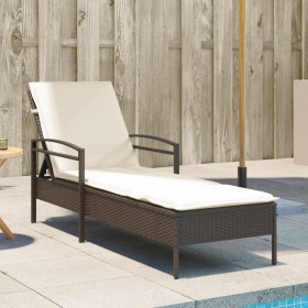 Lounger with brown synthetic rattan cushion 63x200x81 cm by vidaXL, Loungers - Ref: Foro24-368300, Price: 158,46 €, Discount: %
