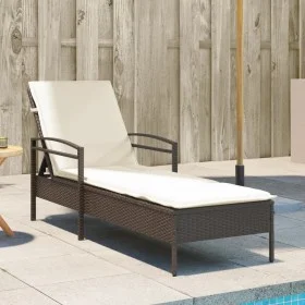 Lounger with brown synthetic rattan cushion 63x200x81 cm by vidaXL, Loungers - Ref: Foro24-368300, Price: 165,79 €, Discount: %