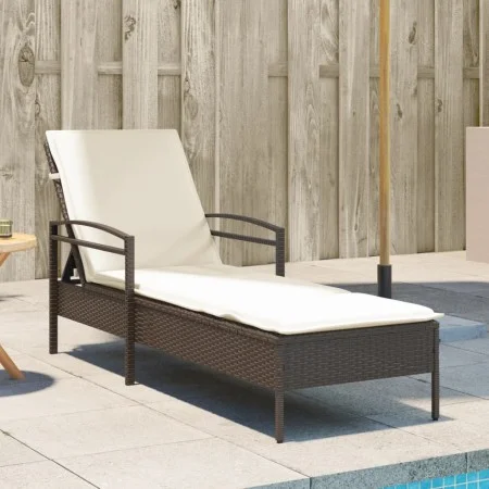 Lounger with brown synthetic rattan cushion 63x200x81 cm by vidaXL, Loungers - Ref: Foro24-368300, Price: 165,79 €, Discount: %