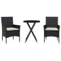 Table and chairs with cushions 3 pieces synthetic rattan black glass by vidaXL, Garden sets - Ref: Foro24-3278747, Price: 184...