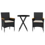 Table and chairs with cushions 3 pieces synthetic rattan black glass by vidaXL, Garden sets - Ref: Foro24-3278753, Price: 180...