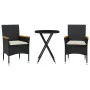 Table and chairs with cushions 3 pieces synthetic rattan black glass by vidaXL, Garden sets - Ref: Foro24-3278753, Price: 195...