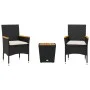 Tisch und Stühle mit Kissen, 3 Stück, synthetisches Rattan, schwarzes Glas von vidaXL, Gartensets - Ref: Foro24-3278745, Prei...
