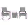 Tisch und Stühle mit Kissen, 3 Stück, synthetisches Rattan, schwarzes Glas von vidaXL, Gartensets - Ref: Foro24-3278745, Prei...