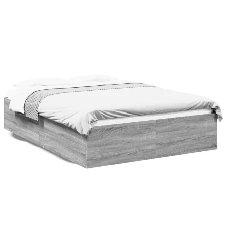 Sonoma gray engineered wood bed frame 150x200 cm by vidaXL, Beds and slatted bases - Ref: Foro24-3281012, Price: 129,57 €, Di...