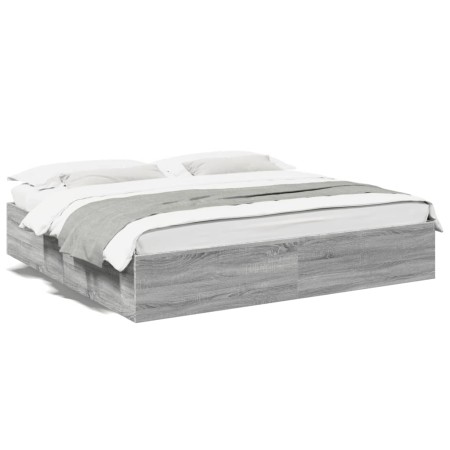 Sonoma-grauer Holzwerkstoff-Bettrahmen 200 x 200 cm von vidaXL, Betten und Lattenroste - Ref: Foro24-3280991, Preis: 144,16 €...