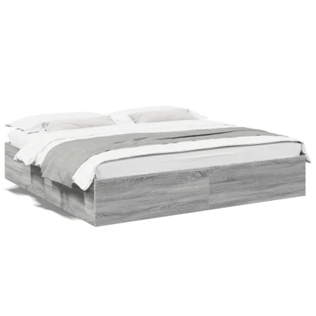 Sonoma gray engineered wood bed frame 200x200 cm by vidaXL, Beds and slatted bases - Ref: Foro24-3280991, Price: 142,40 €, Di...