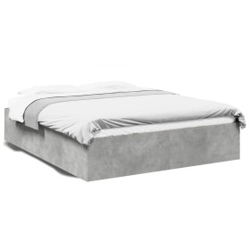 Concrete gray engineered wood bed frame 150x200cm by vidaXL, Beds and slatted bases - Ref: Foro24-3281010, Price: 126,36 €, D...
