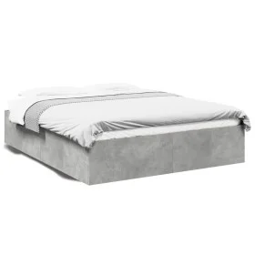 Concrete gray engineered wood bed frame 150x200cm by vidaXL, Beds and slatted bases - Ref: Foro24-3281010, Price: 124,86 €, D...