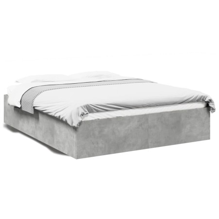 Concrete gray engineered wood bed frame 150x200cm by vidaXL, Beds and slatted bases - Ref: Foro24-3281010, Price: 126,36 €, D...