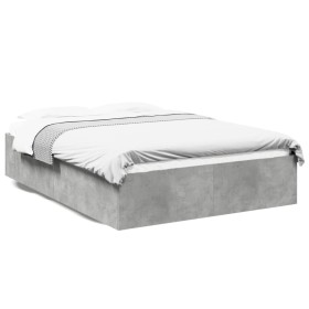 Betongrauer Bettrahmen aus Holzwerkstoff, 135 x 190 cm von vidaXL, Betten und Lattenroste - Ref: Foro24-3281038, Preis: 118,4...