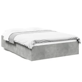 Concrete gray engineered wood bed frame 135x190cm by vidaXL, Beds and slatted bases - Ref: Foro24-3281038, Price: 117,07 €, D...