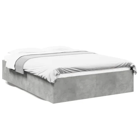 Concrete gray engineered wood bed frame 135x190cm by vidaXL, Beds and slatted bases - Ref: Foro24-3281038, Price: 117,07 €, D...