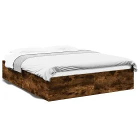 Smoked oak engineered wood bed frame 160x200cm by vidaXL, Beds and slatted bases - Ref: Foro24-3281004, Price: 130,12 €, Disc...