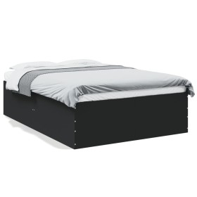 Black engineered wood bed frame 140x200 cm by vidaXL, Beds and slatted bases - Ref: Foro24-3280924, Price: 148,26 €, Discount: %