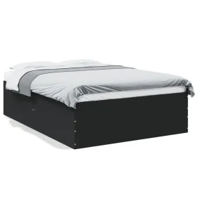 Black engineered wood bed frame 140x200 cm by vidaXL, Beds and slatted bases - Ref: Foro24-3280924, Price: 146,49 €, Discount: %