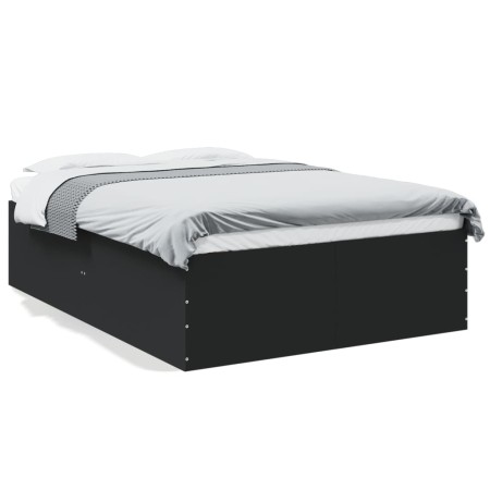 Black engineered wood bed frame 140x200 cm by vidaXL, Beds and slatted bases - Ref: Foro24-3280924, Price: 148,26 €, Discount: %