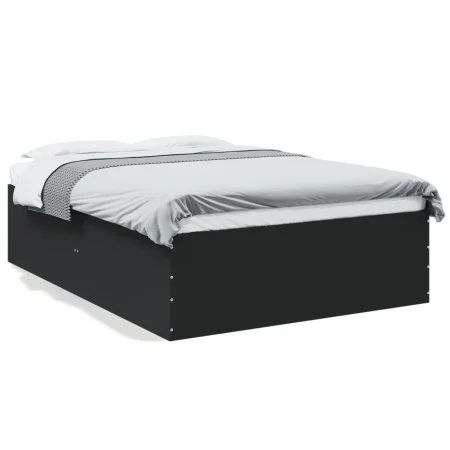 Black engineered wood bed frame 140x200 cm by vidaXL, Beds and slatted bases - Ref: Foro24-3280924, Price: 146,48 €, Discount: %