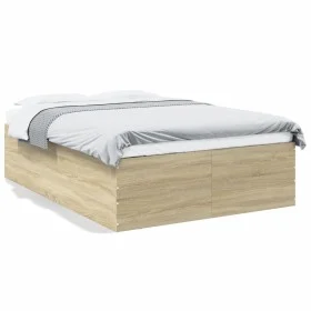 Sonoma oak engineered wood bed frame 120x200 cm by vidaXL, Beds and slatted bases - Ref: Foro24-3280932, Price: 136,95 €, Dis...