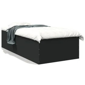 Black engineered wood bed frame 90x200 cm by vidaXL, Beds and slatted bases - Ref: Foro24-3280966, Price: 110,18 €, Discount: %