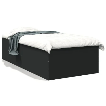 Black engineered wood bed frame 90x200 cm by vidaXL, Beds and slatted bases - Ref: Foro24-3280966, Price: 110,18 €, Discount: %