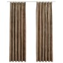 Cortinas opacas con ganchos 2 pzas terciopelo beige 140x225 cm