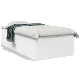White engineered wood bed frame 90x190 cm by vidaXL, Beds and slatted bases - Ref: Foro24-3280972, Price: 108,72 €, Discount: %
