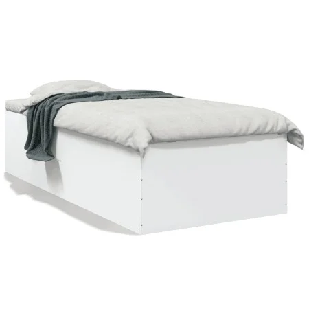 White engineered wood bed frame 75x190 cm by vidaXL, Beds and slatted bases - Ref: Foro24-3280979, Price: 103,46 €, Discount: %