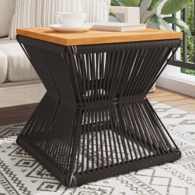 Mesa de centro base de alambre madera acacia negro 38x38x38 cm