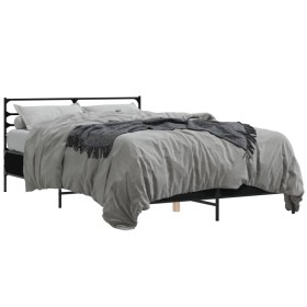 Estructura de cama madera de ingeniería y metal negro 120x200cm de vidaXL, Camas y somieres - Ref: Foro24-3280037, Precio: 13...