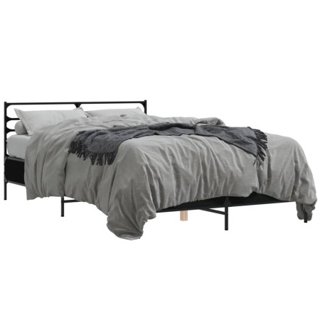 Estructura de cama madera de ingeniería y metal negro 120x200cm de vidaXL, Camas y somieres - Ref: Foro24-3280037, Precio: 13...
