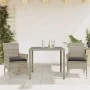 Set comedor jardín 3 pzas y cojines ratán PE vidrio gris claro de vidaXL, Conjuntos de jardín - Ref: Foro24-3278573, Precio: ...