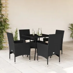 Garden dining set 5 pieces with black glass synthetic rattan cushions by vidaXL, Garden sets - Ref: Foro24-3278600, Price: 34...