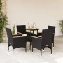 5-piece garden dining set with black acacia PE rattan cushions by vidaXL, Garden sets - Ref: Foro24-3278718, Price: 305,15 €,...