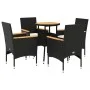 5-piece garden dining set with black acacia PE rattan cushions by vidaXL, Garden sets - Ref: Foro24-3278718, Price: 305,15 €,...