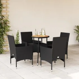 5-piece garden dining set with black acacia PE rattan cushions by vidaXL, Garden sets - Ref: Foro24-3278730, Price: 305,79 €,...