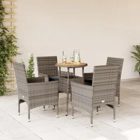 5-piece garden dining set with gray acacia PE rattan cushions by vidaXL, Garden sets - Ref: Foro24-3278732, Price: 303,42 €, ...
