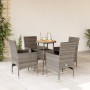 5-teiliges Garten-Essset mit Kissen aus grauem Akazien-PE-Rattan von vidaXL, Gartensets - Ref: Foro24-3278732, Preis: 287,70 ...